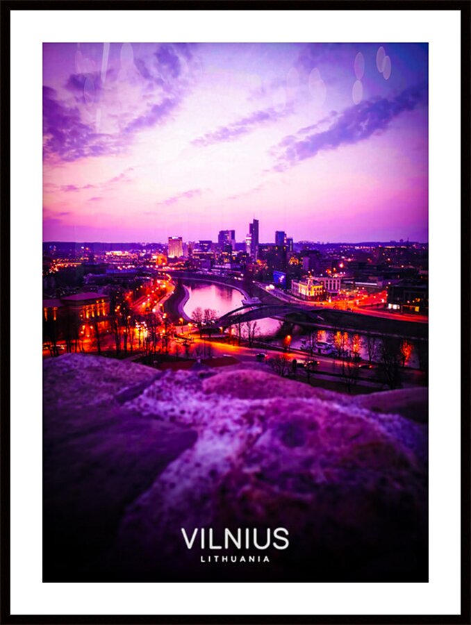 Vibrant Vilnius Sunset Cityscape Poster Picture Frame print