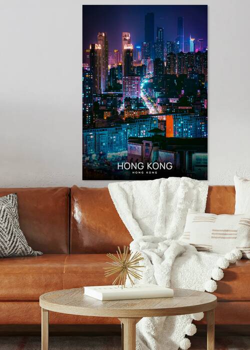 Cyberpunk Hong Kong Night Cityscape Poster by Nums