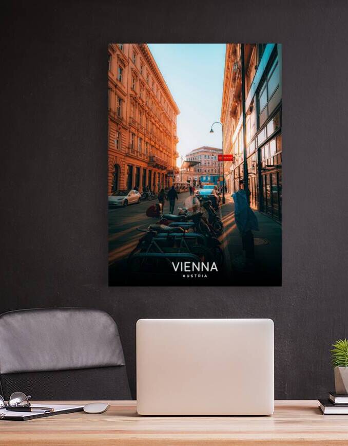 Golden Sunset Over Historic Vienna Streets by Nums