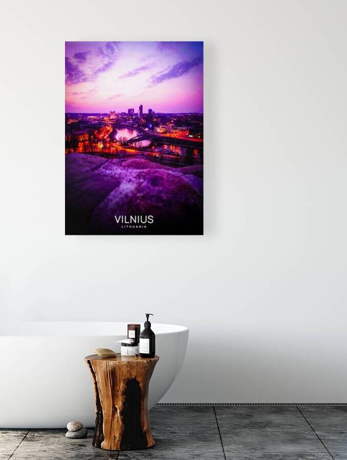 Vibrant Vilnius Sunset Cityscape Poster by Nums