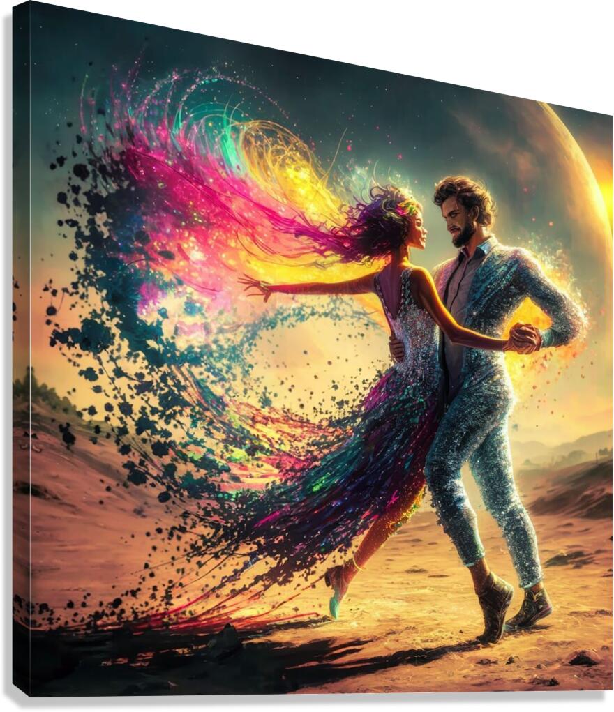 Couple Dancing In The Desert Canvas Print