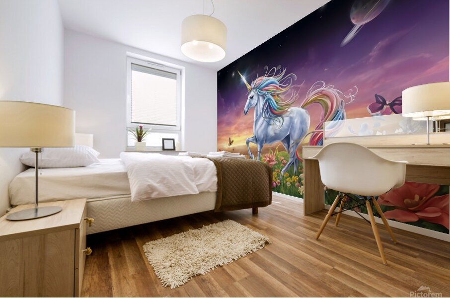 glowing unicorn Mural print