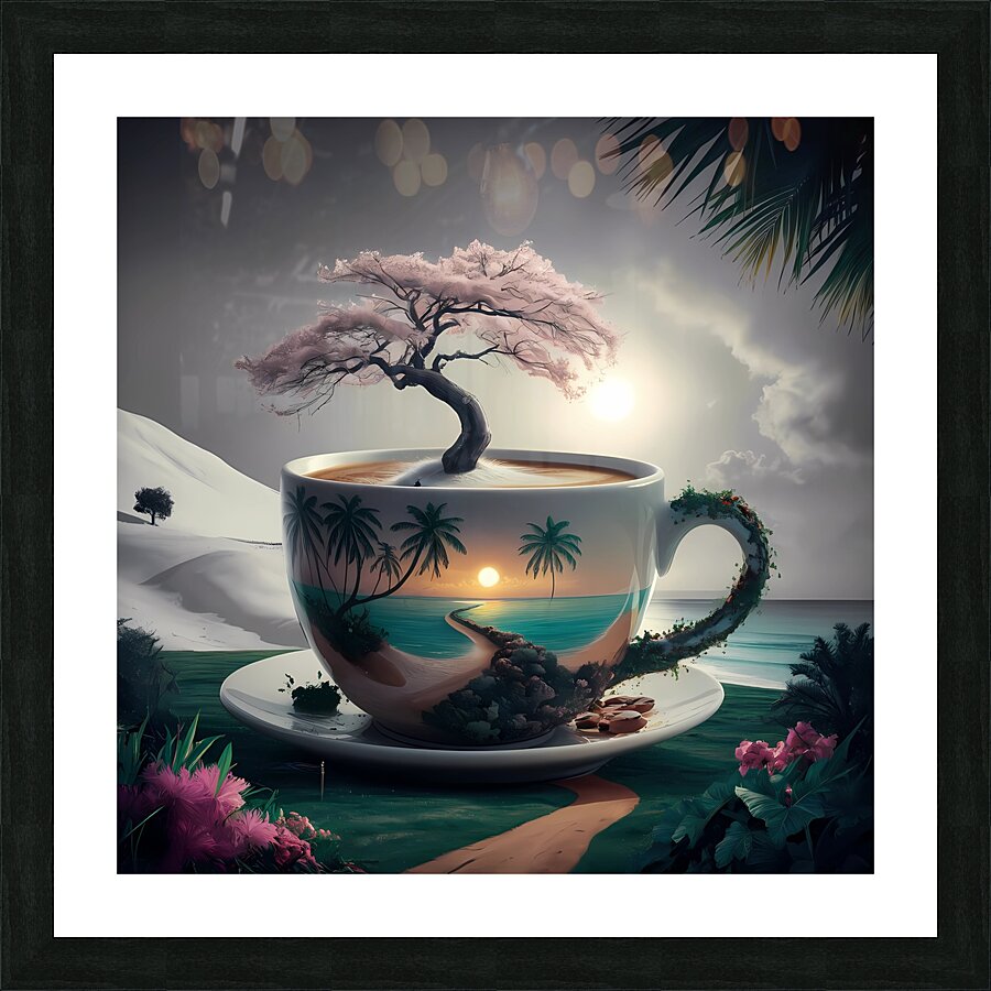 Coffee Cup With Tree Picture Frame print