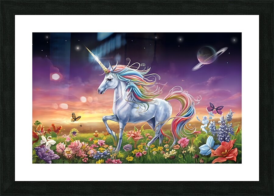 glowing unicorn Picture Frame print