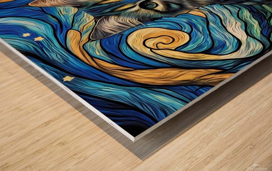 Starry Night Cat Wood print