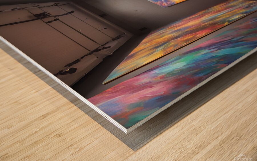 between traditional painting and interactive inst Wood print