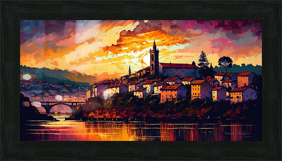 Pontedeume Spain Sunset Picture Frame Printing