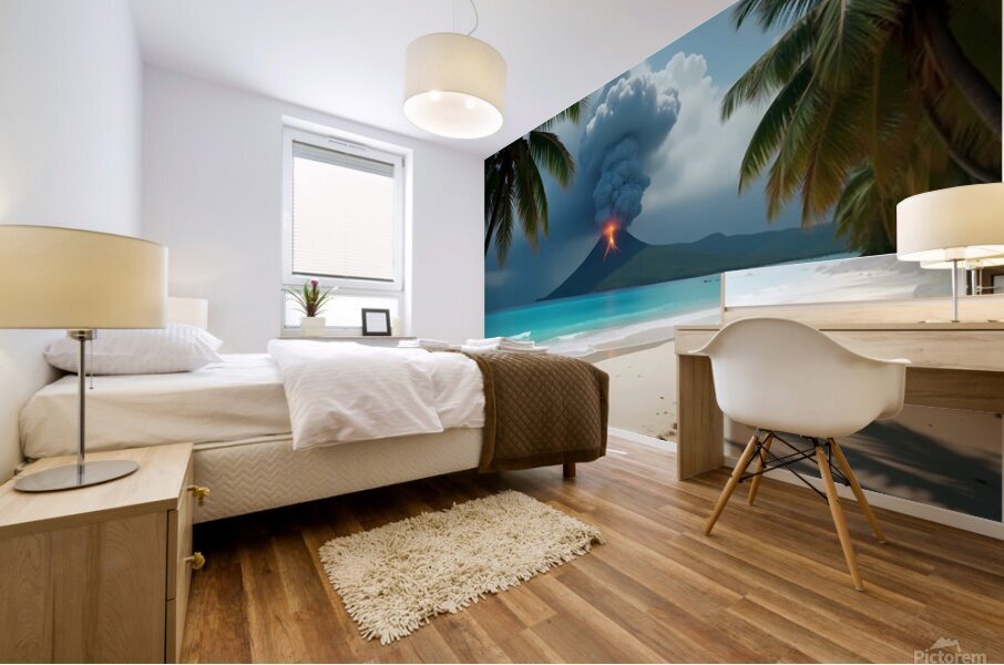 Dramatic Tropical Beach Scene Mural print