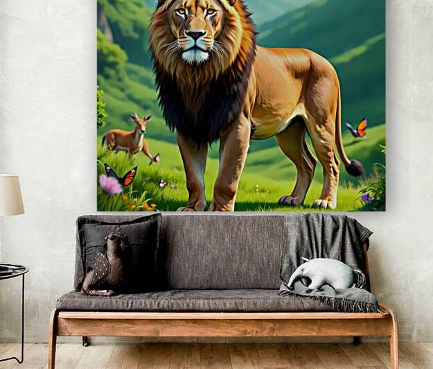 Majestic Lion Wall Art Canvas – Wildlife Nature Decor for Living Room by El moustapha