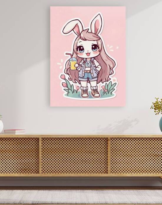 Trendy Kawaii Bunny with Juice | Cute Stylish Rabbit Sticker by El moustapha