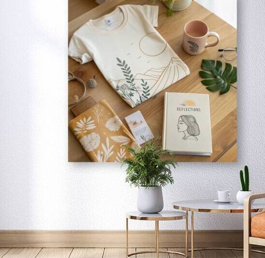 a flat lay scene of artistic merchandise includin by El moustapha