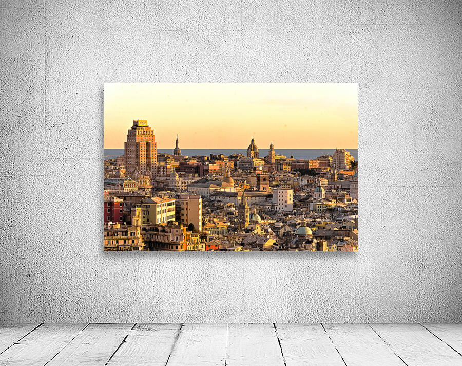 Genoa cityscape at sunset Wall Preview