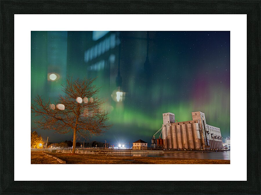 Aurora Over Grain Elevator Picture Frame print