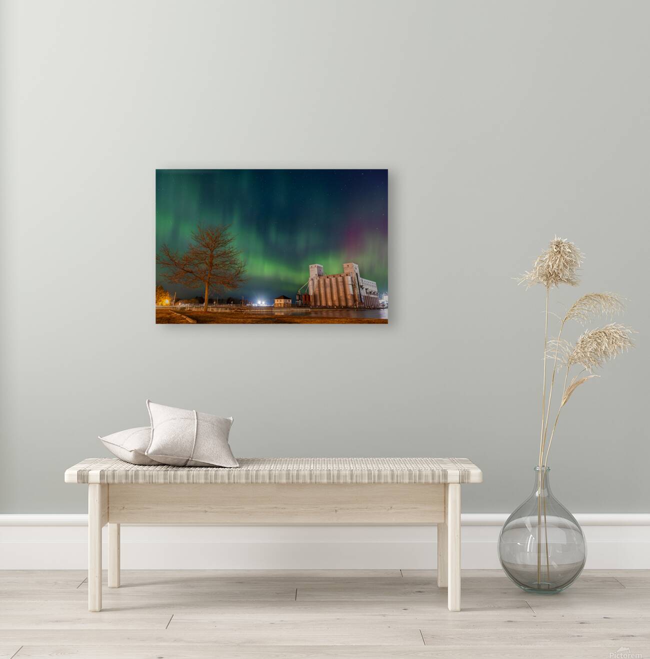 Aurora Over Grain Elevator Reproduction