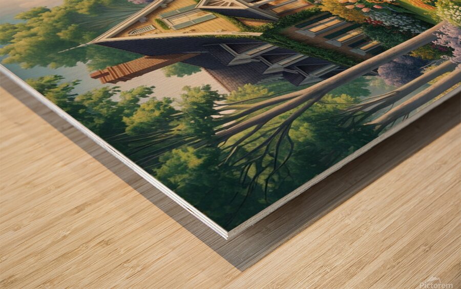 Blossoming Haven: A Picturesque Countryside Retreat Wood print