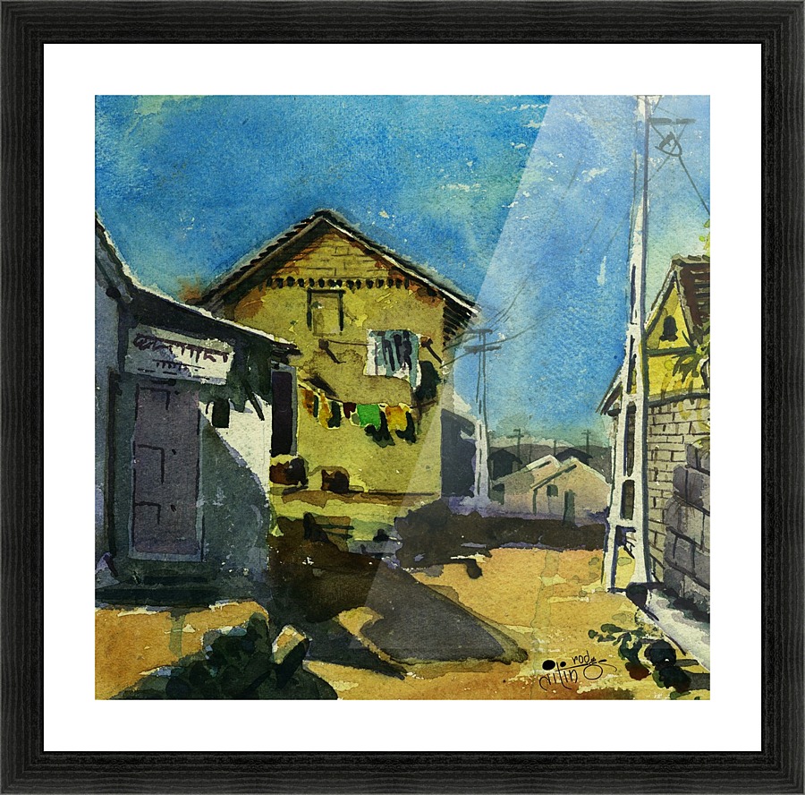 Village huts Picture Frame print