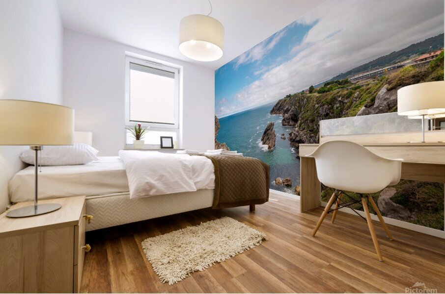 Spectacular natural landscape in north of Spain Asturias. Green coastline of Spain.  Mural print