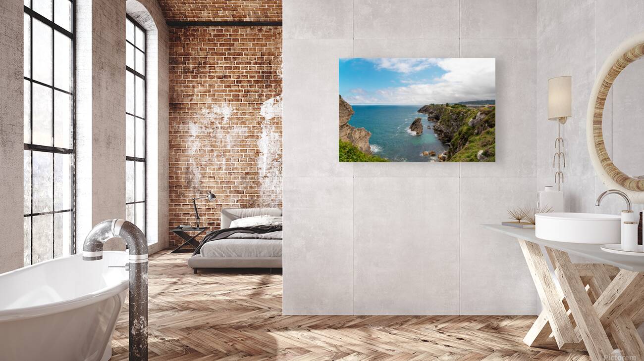 Spectacular natural landscape in north of Spain Asturias. Green coastline of Spain.  Reproduction