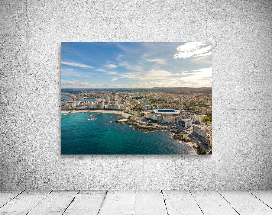 A Coruna city aerial perspective. Old historic center of the city.  Wall Preview