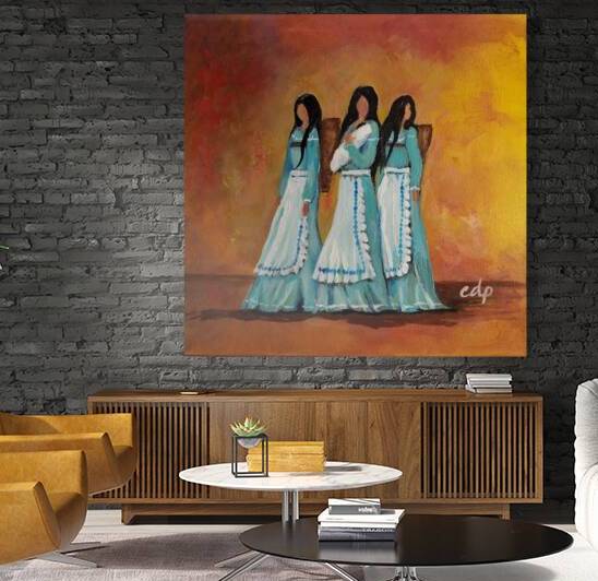 Sisterhood - modern Native American art by Choctaw artist Connie D Phillips by Connie D Phillips