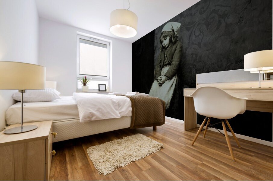 The Girl by the Wall Mural print