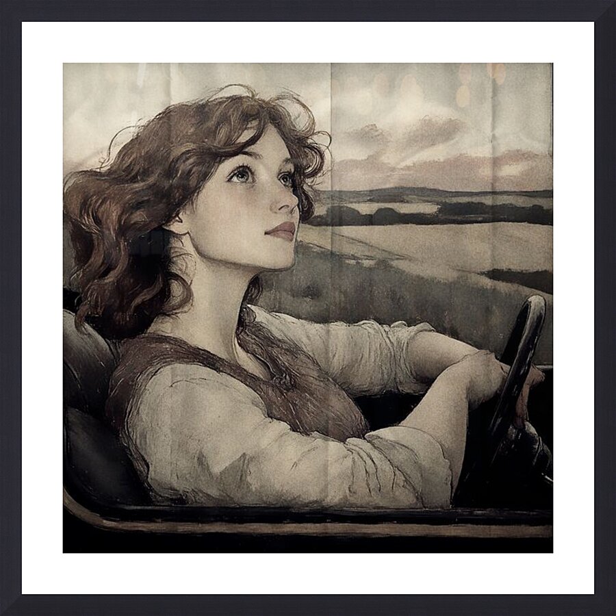 She Drives Through Poetry Picture Frame print