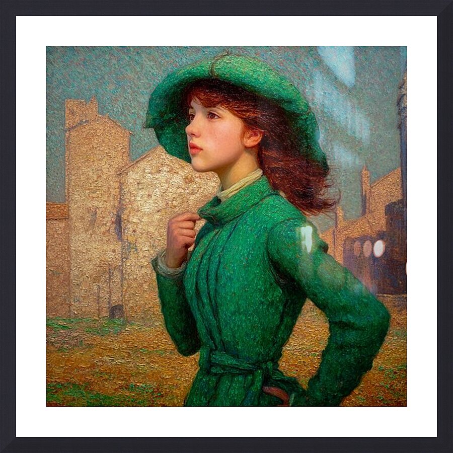 A Portrait in Green Picture Frame print