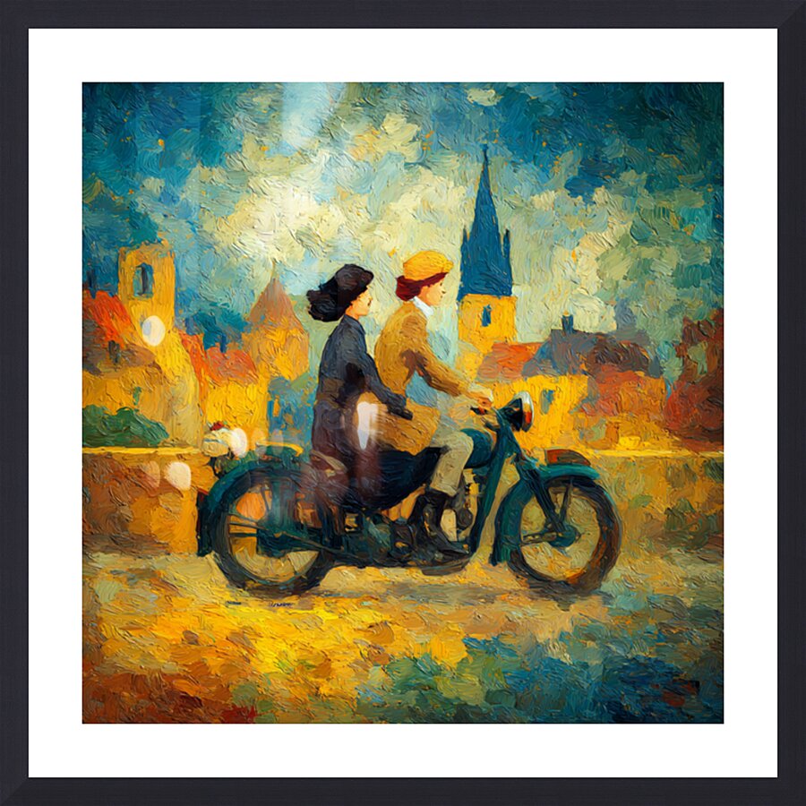 The Blue Motorcycle Picture Frame print
