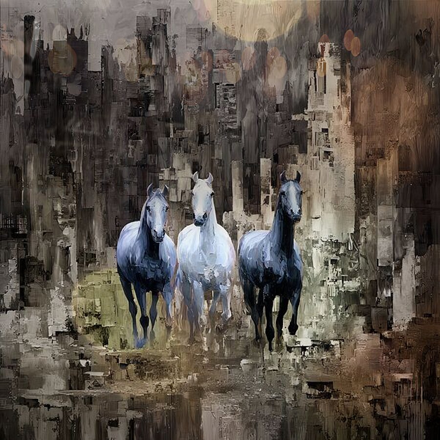 White Horses Picture Frame print