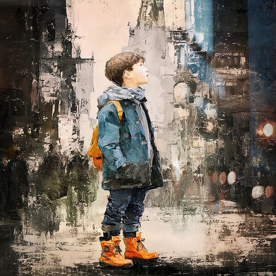 In Orange Boots Picture Frame print