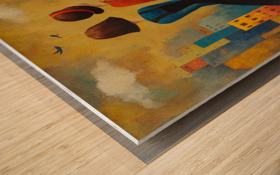 Red and Blue Wood print