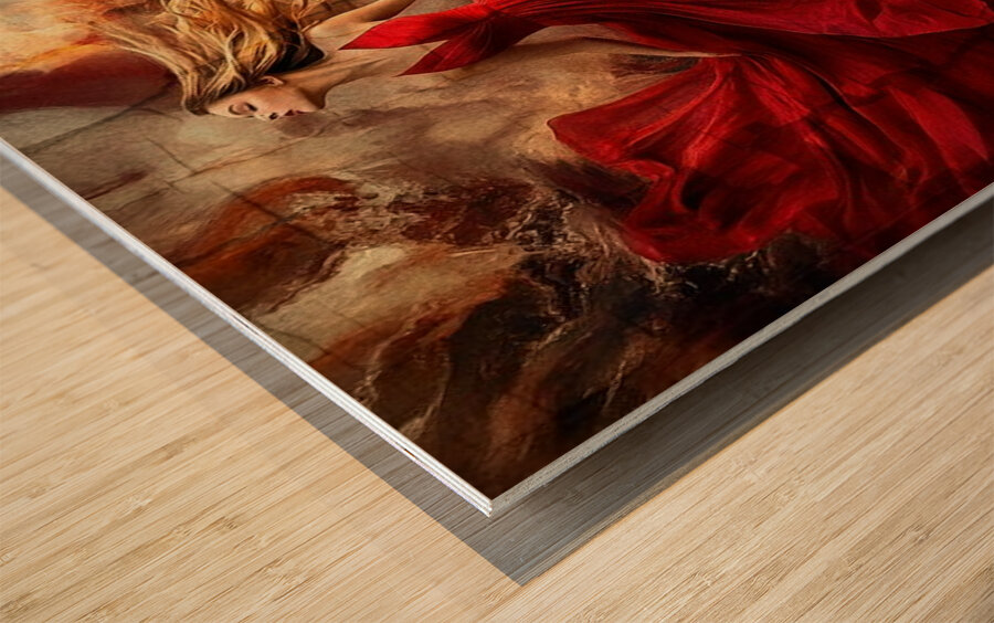 Draped in Fire Wood print