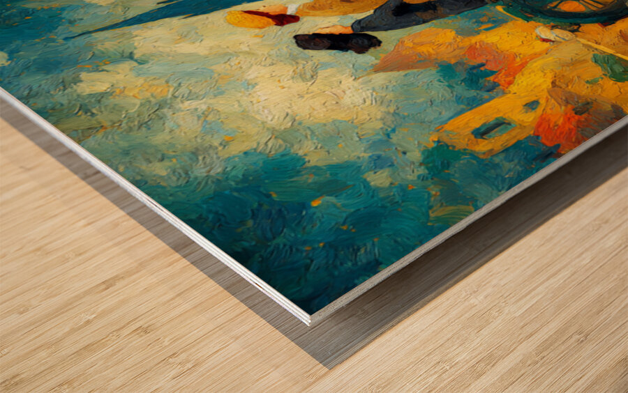 The Blue Motorcycle Wood print