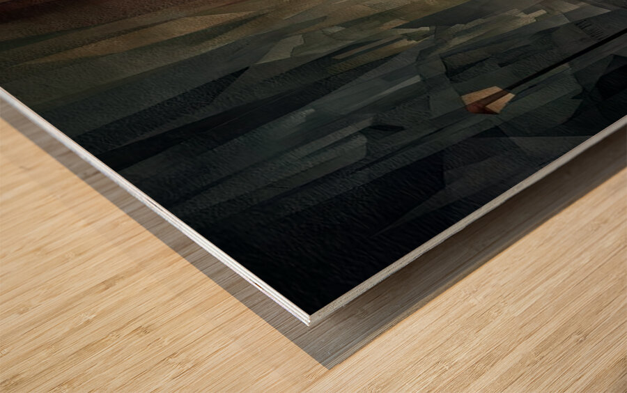 Crimson in the Rain Wood print