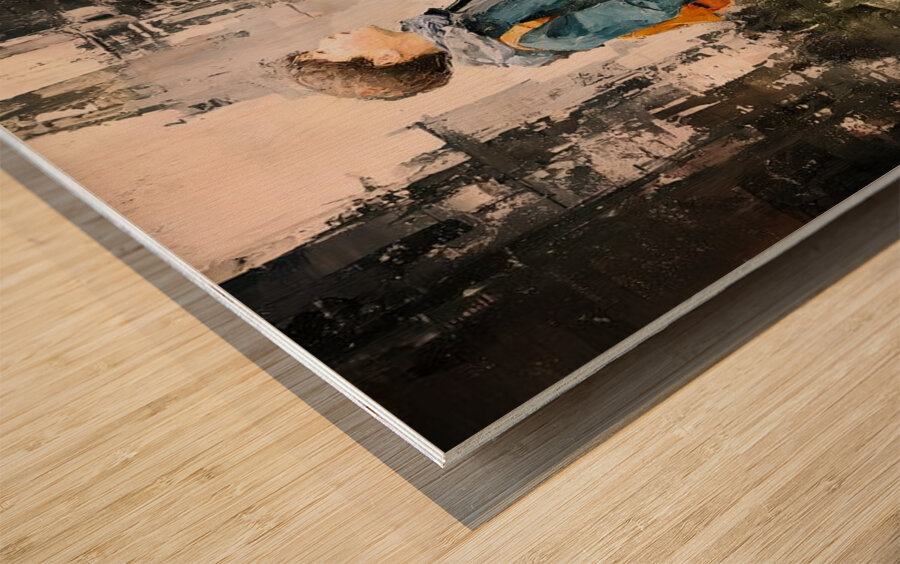 In Orange Boots Wood print