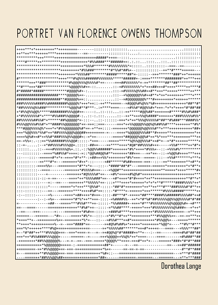 Portret van Florence Owens Thompson ascii art Digital Download