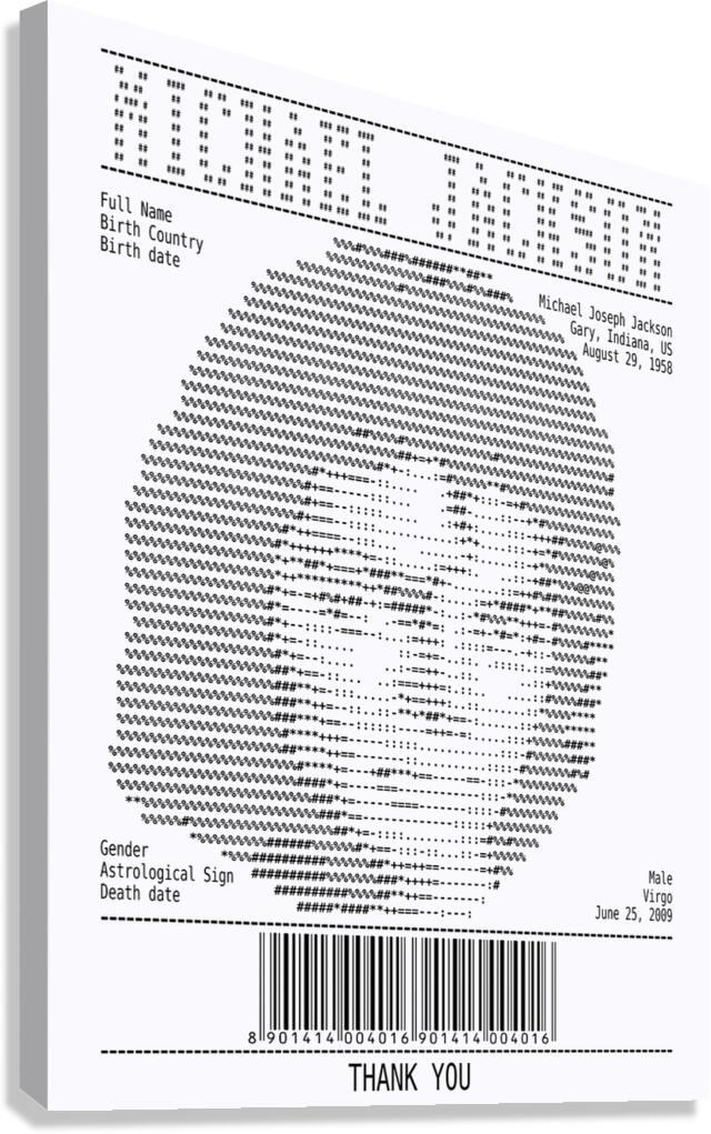 Receipt Art - Michael Jackson Canvas Print