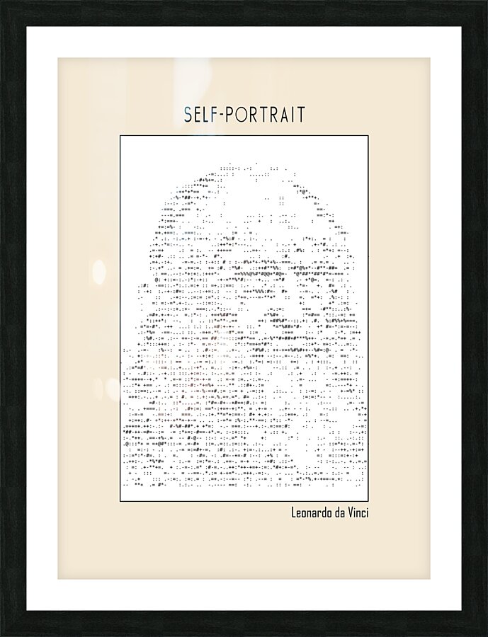 Self portrait – Leonardo da Vinci Ascii art Picture Frame print