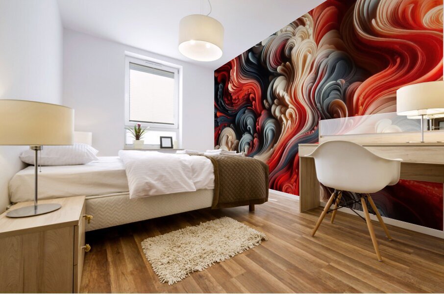 Red Abstract 3D Swirl Mural print