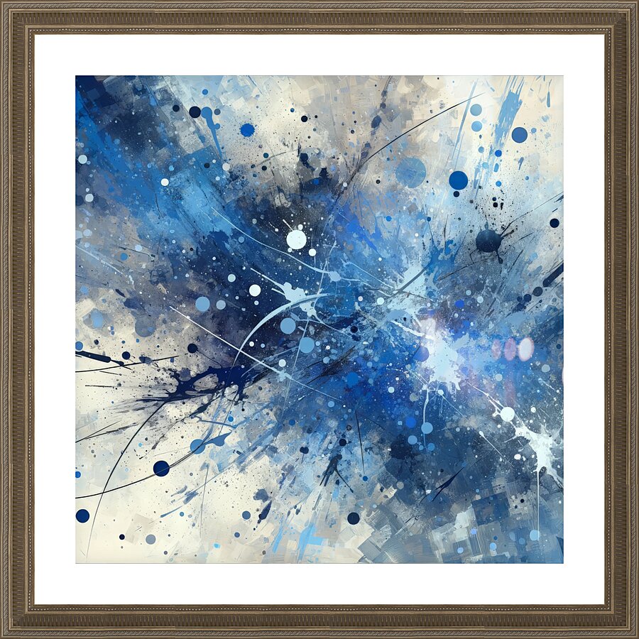 Blue Abstract Splatter Picture Frame print