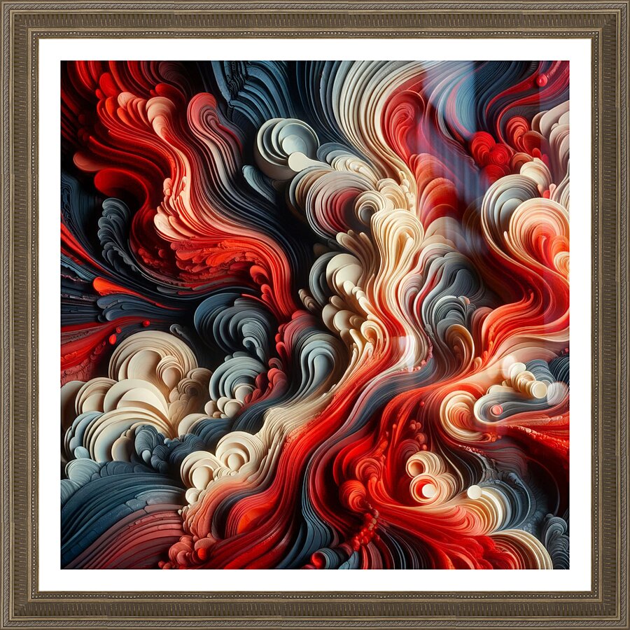 Red Abstract 3D Swirl Picture Frame print