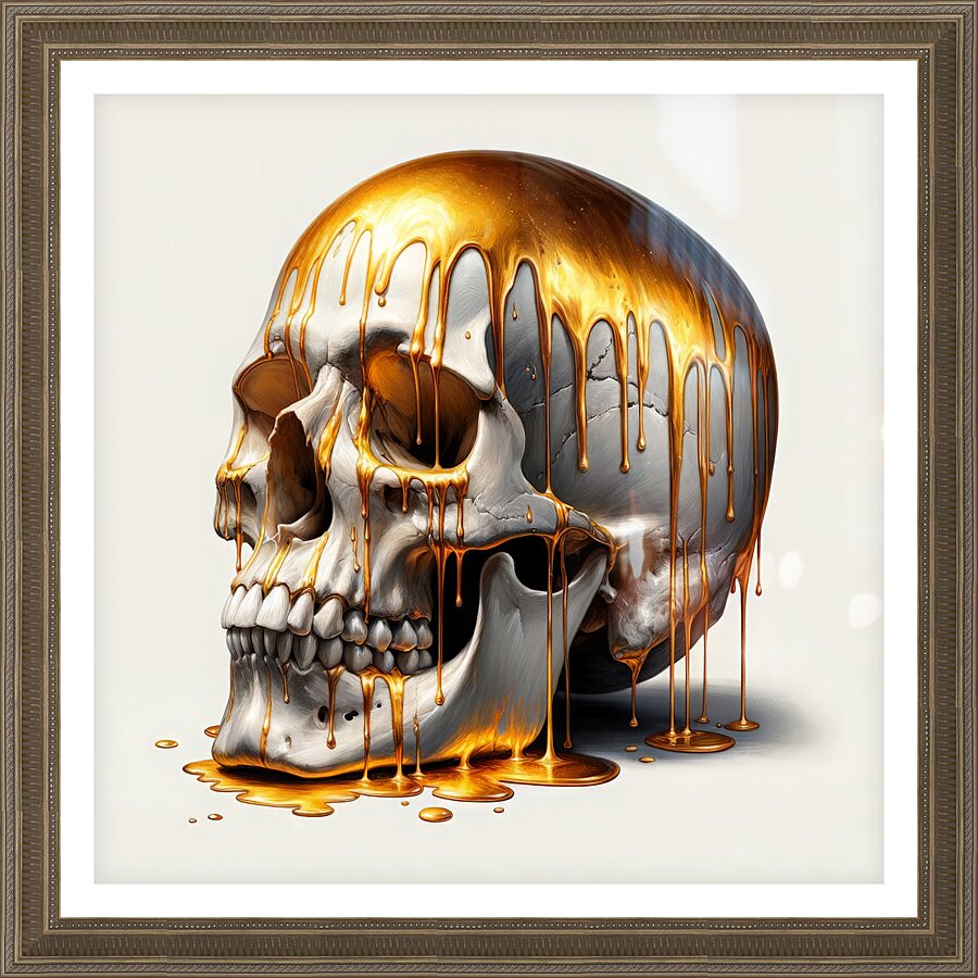 Skull Dripping Gold Picture Frame print