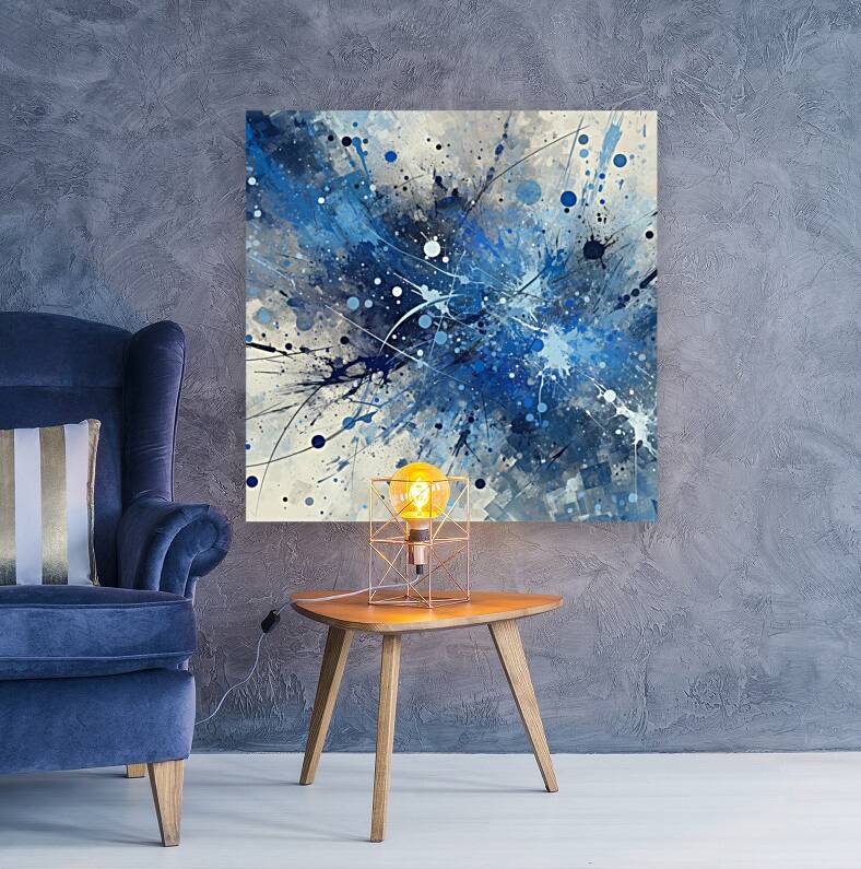 Blue Abstract Splatter Reproduction