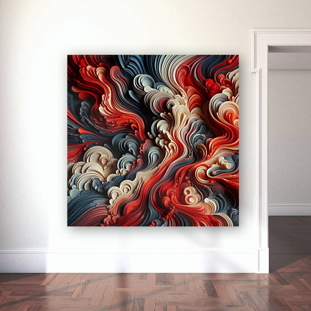 Red Abstract 3D Swirl Reproduction
