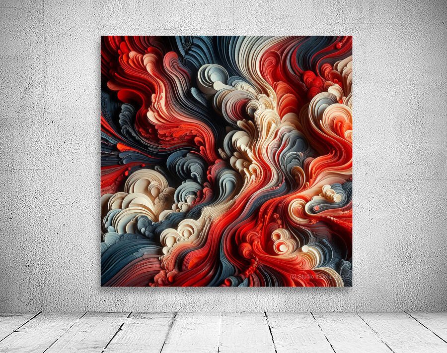 Red Abstract 3D Swirl Wall Preview