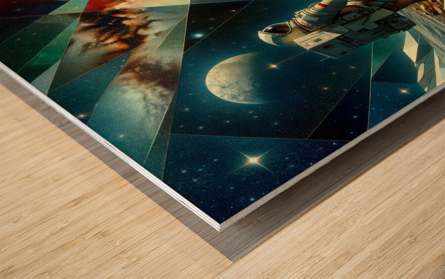 Astronaut in Multiverse Wood print