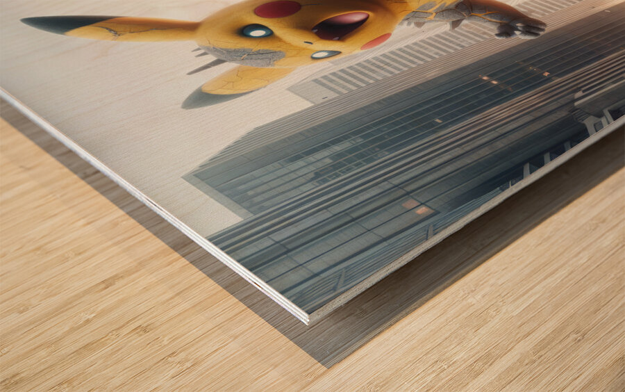 Pikachu Kaiju Wood print