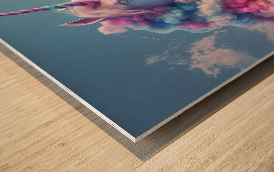 Cotton Candy Unicorn Wood print