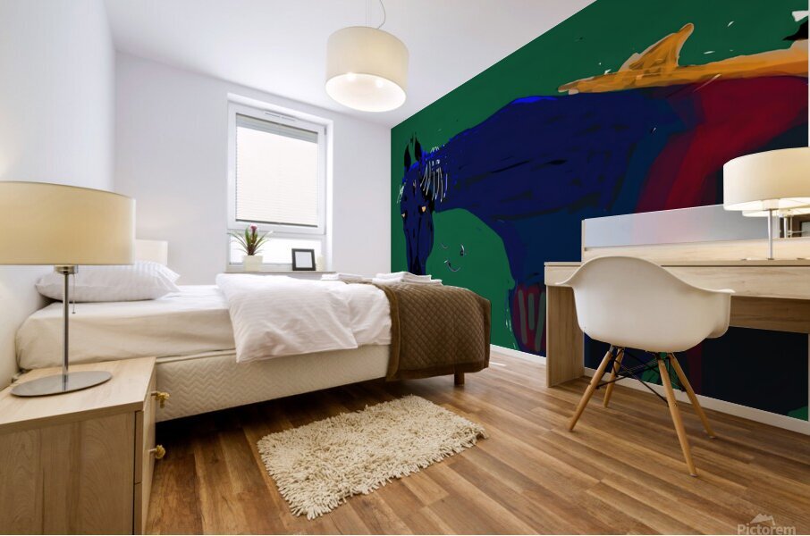 blue horse Mural print