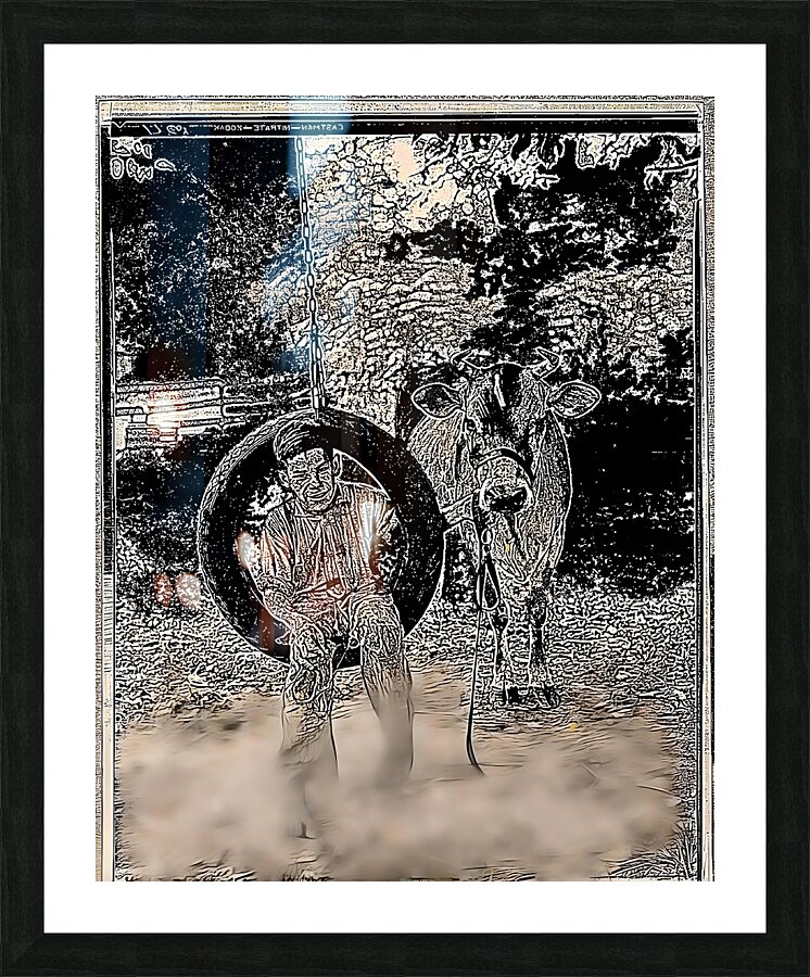 boy with cow  Picture Frame print